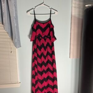 No Boundaries Pink and Black Patterned Dress